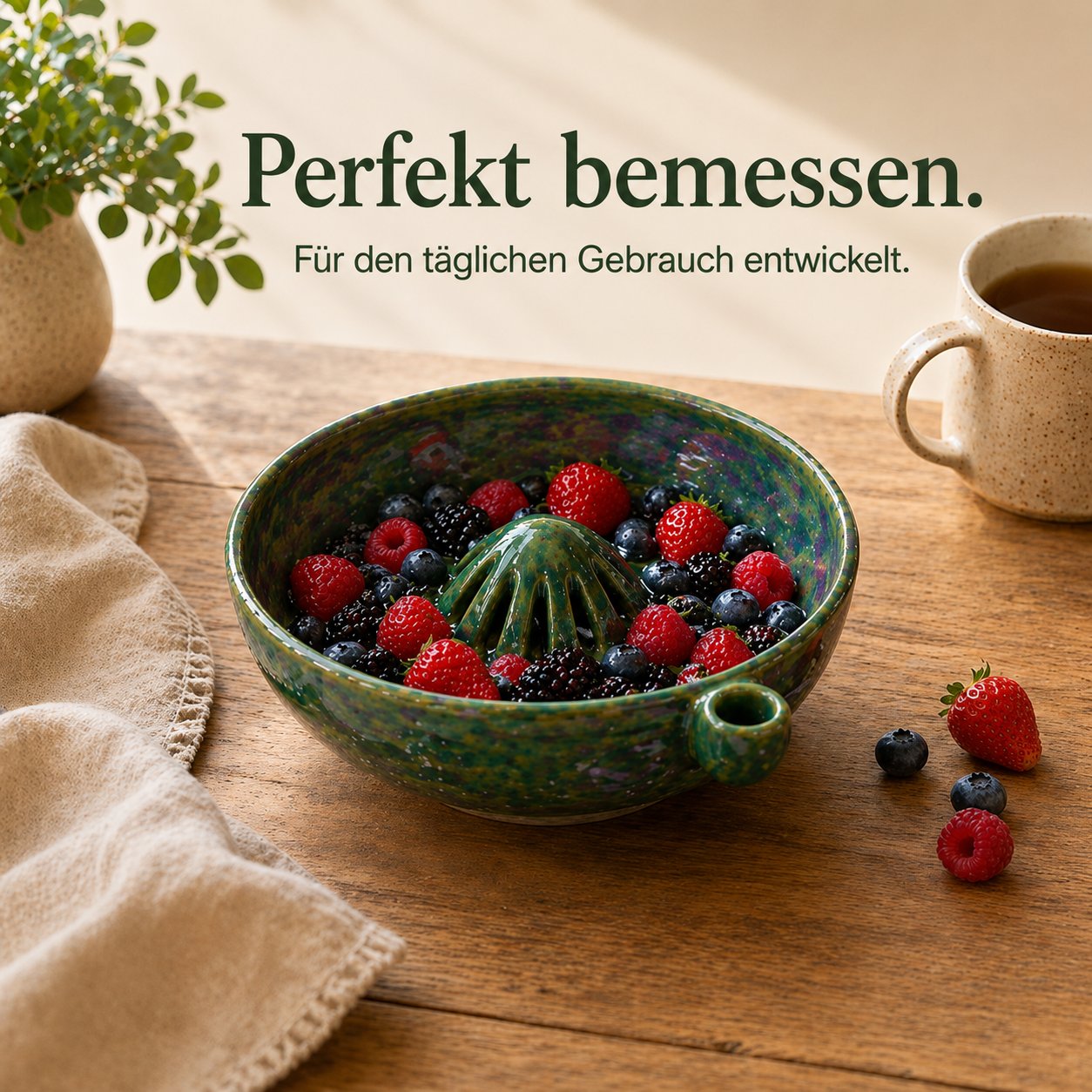 🍓🌀 Handgefertigte Keramikschale mit Beerenmuster – originell, raffiniert & alltagstauglich