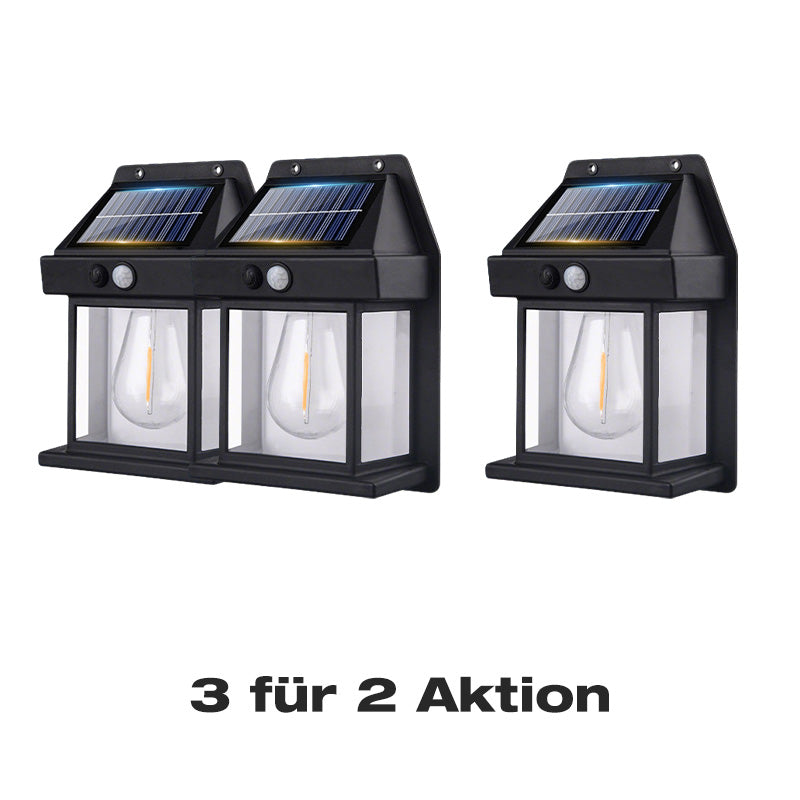 ⏳Zeitlich begrenztes Angebot⏳ Solar-Wandleuchte mit Bewegungsmelder – warmweißes Licht im Laternenstil, 3 Modi, Schwarz oder Weiß