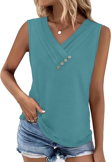 Einfarbiges V-Ausschnitt-Tanktop für Damen – atmungsaktiv & vielseitig