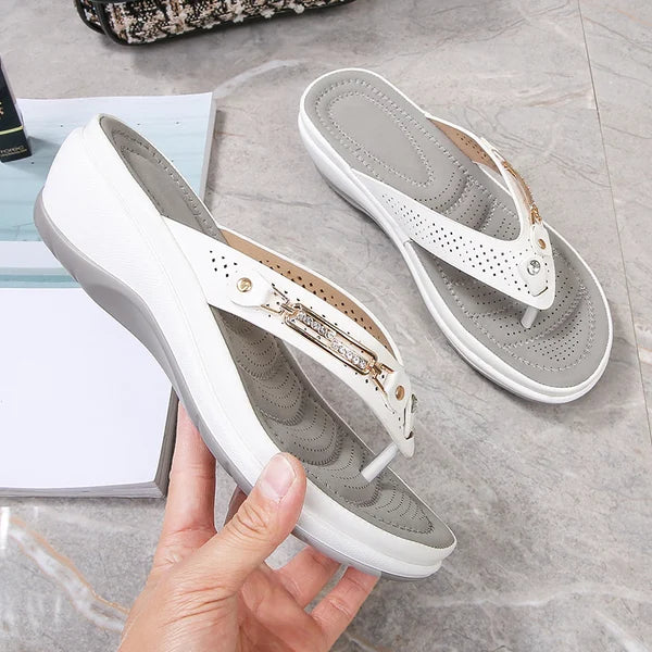 🎁2026 Neues Design der offenen Form✨🩴Weich gepolsterte Damen-Flip-Flop-Sandalen