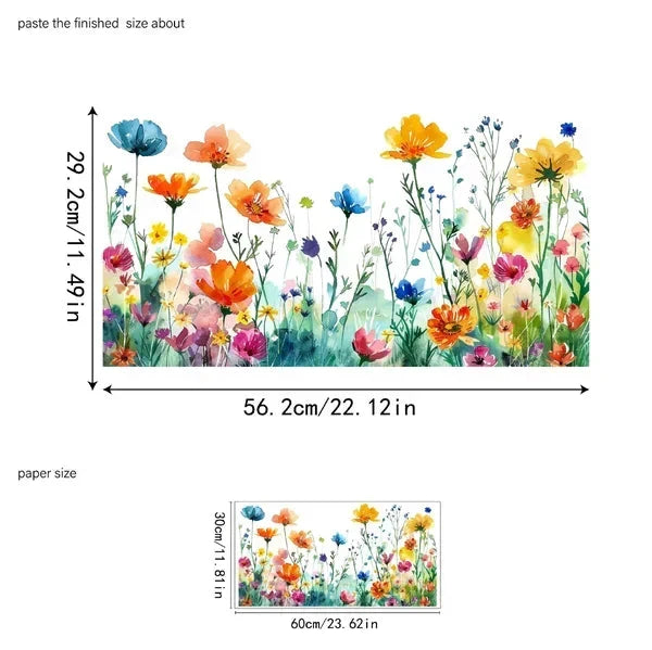 📢📢50 % RABATT!!⏰Bunter Blumenstrauß-Fensteraufkleber🖼️(frei zuschneidbar)
