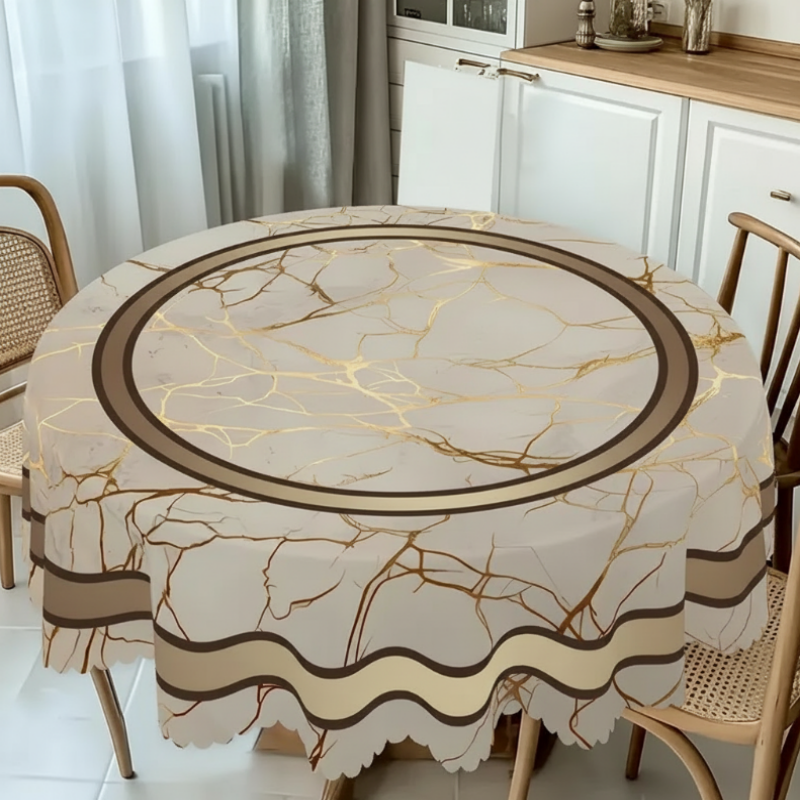 📢📢 50 % RABATT !! ⏰Tischdecke in Marmoroptik – Beige & Goldbraun, Wasserabweisend, Elegant & Modern 🏡✨