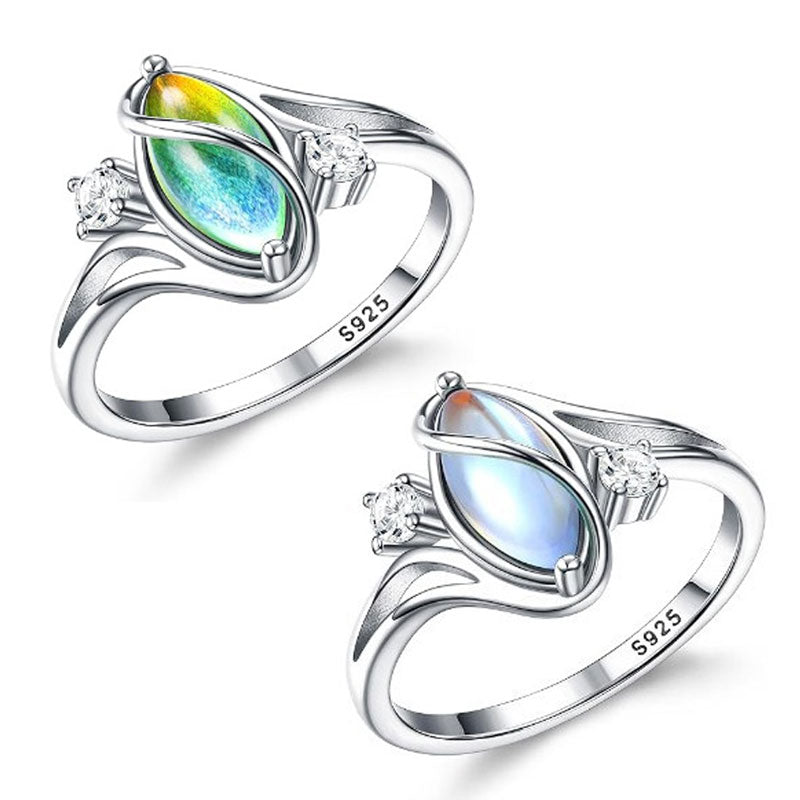 💍 50% RABATT NU!! 💎 Geometrischer Damenring mit ovalem grünem Mondstein & Zirkonia – Modern, Stilvoll & Täglicher Tragekomfort ✨