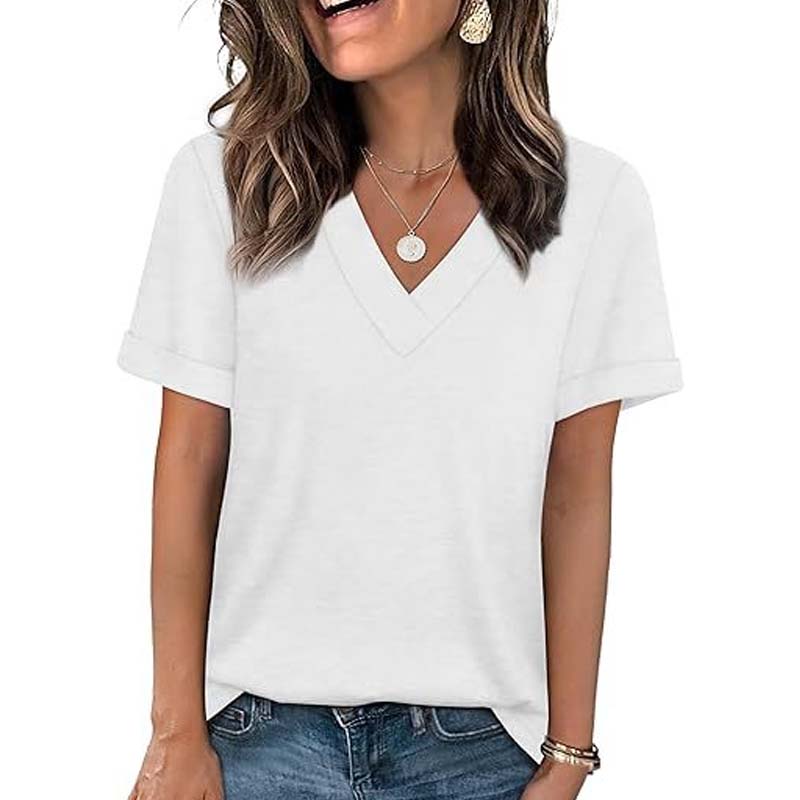 ✨🔥Damen V-Ausschnitt Kurzarm Freizeit-T-Shirt