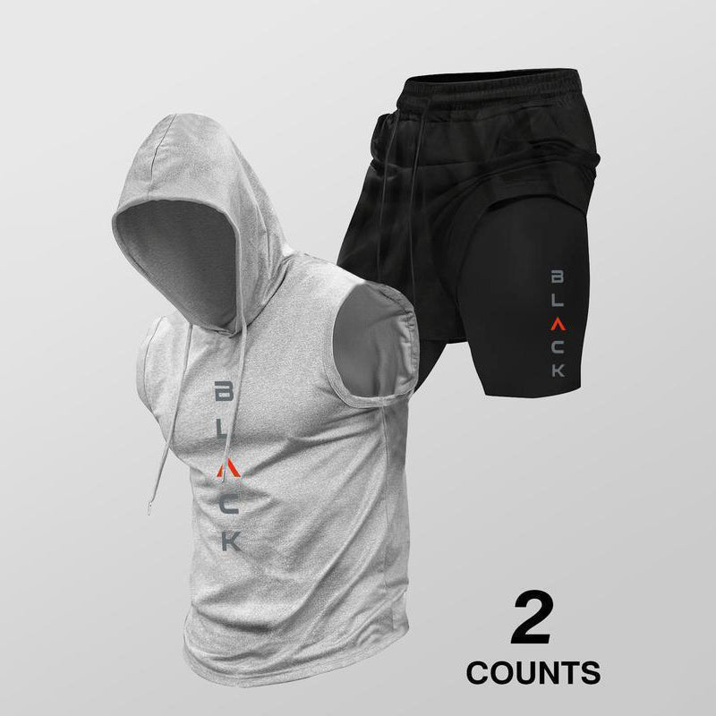 ⌛ Nur noch 1 Woche – 50 % auf alles ⏰Herren Sport-Set – ärmelloses Hoodie & Shorts – atmungsaktiv, schnelltrocknend & bequem 🏃♂️💪