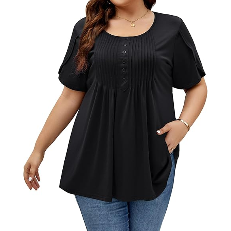đ JETZT 50 % RABATT! ⨠Damen-T-Shirt mit Falten vorne und Puffärmeln â Weiche, atmungsaktive und elegante Puffärmel â perfekt fĂźrs BĂźro, zum Brunch oder fĂźr FrĂźhlingstage đ¸