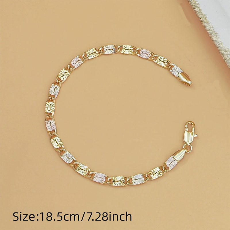 ✨📿 Unisex Dreifarben-Gliederarmband – Gold, Roségold & Weißgold, zeitlos & vielseitig, jetzt −50%