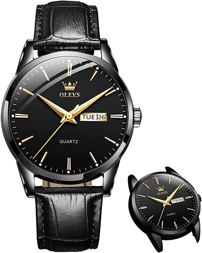 đ˘đ˘ 50 % RABATT !! â° Herrenuhr im schlichten Design mit Tag- und Datumsanzeige â Analogquarzuhr aus Edelstahl fĂźr Herren, klassische Herrenuhr mit leuchtenden Zeigern, Zifferblatt in Schwarz/WeiĂ/Blau