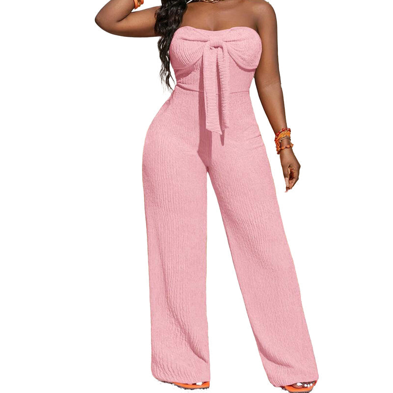Damen-Jumpsuit, trägerlos, hochgeschnitten, weites Bein
