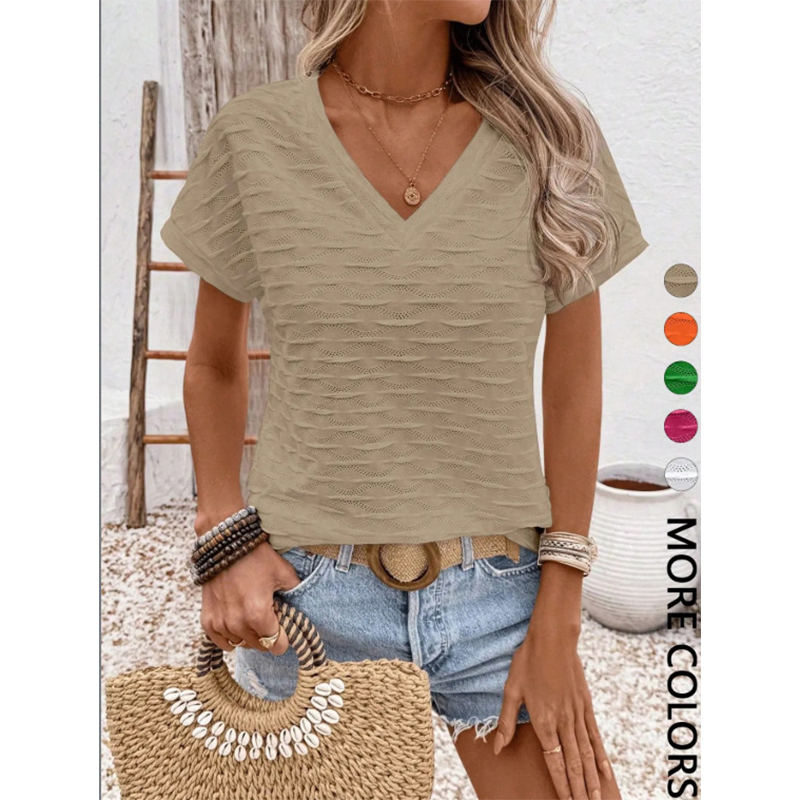 👚 50% RABATT! ⏰ Elegantes Damen-Top mit kurzen Ärmeln und V-Ausschnitt – Leicht, atmungsaktiv & vielseitig – Perfekt für warme Tage, Büro oder einen stilvollen Freizeit-Look 🌸✨