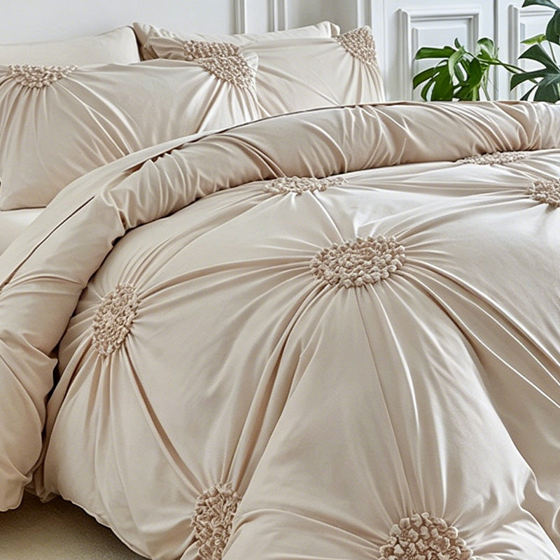 【🔥Nur für kurze Zeit: 50 % sparen!】Elegantes 3-teiliges Pinch-Pleat-Bettwäsche-Set – luxuriöse Textur, weiches Mikrofaser-Material, in vielen Farben & Größen