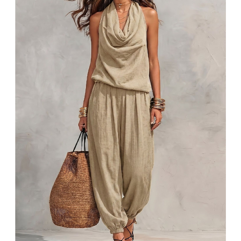 👗 50% RABATT! ✨ Damen Neckholder Overall mit weitem Bein – Eleganter Schnitt & luftiger Stoff – Ideal für Sommer, Festivals oder elegante Anlässe – stilvoll & bequem 🌸💃🌿