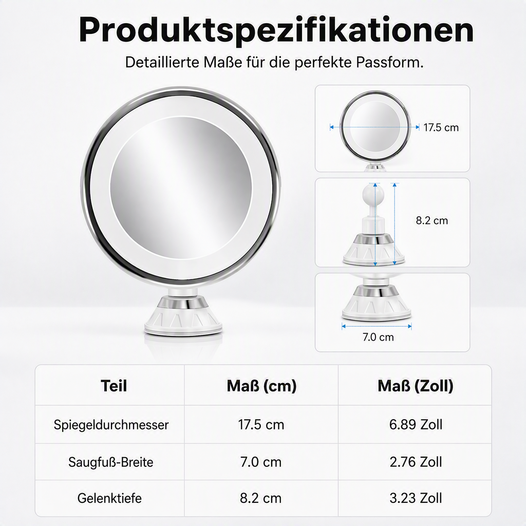 💥 50 % Rabatt ! Schminkspiegel 10-fach mit LED-Licht – Kein Bohren, voller Durchblick! 💄 Überall anbringbar, beleuchtet perfekt, 360° schwenkbar ✨ Limitiertes Angebot ⏳