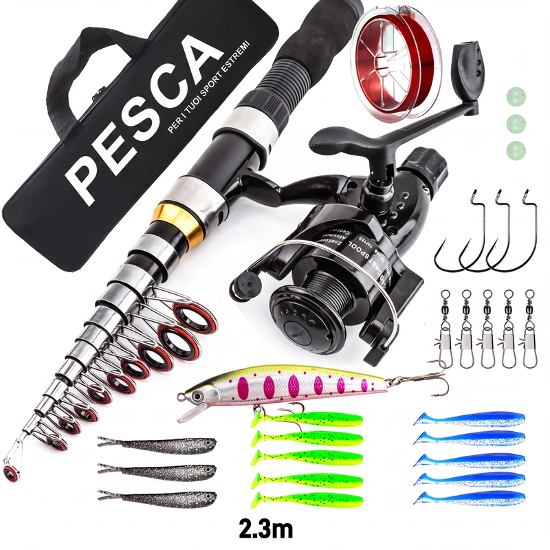 🎣50 % RABATT⏰ Komplettes Reise-Angelset, mit Tragetasche, ideal für unterwegs