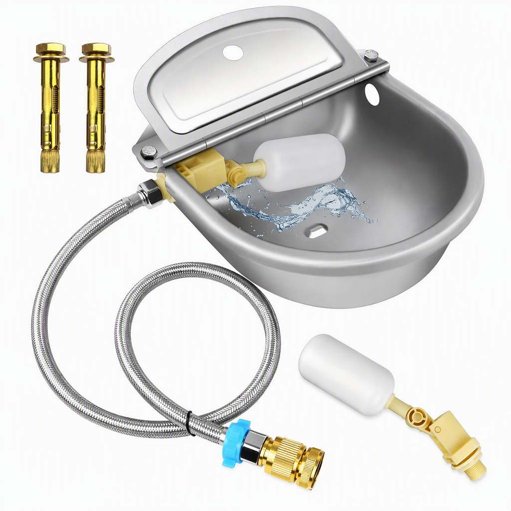 ⏳ 50% RABATT! ⏰ Automatischer Trinknapf aus 304 Edelstahl mit Schwimmer und Ablaufloch für Rinder, Pferde, Schafe und Hunde 🤖
