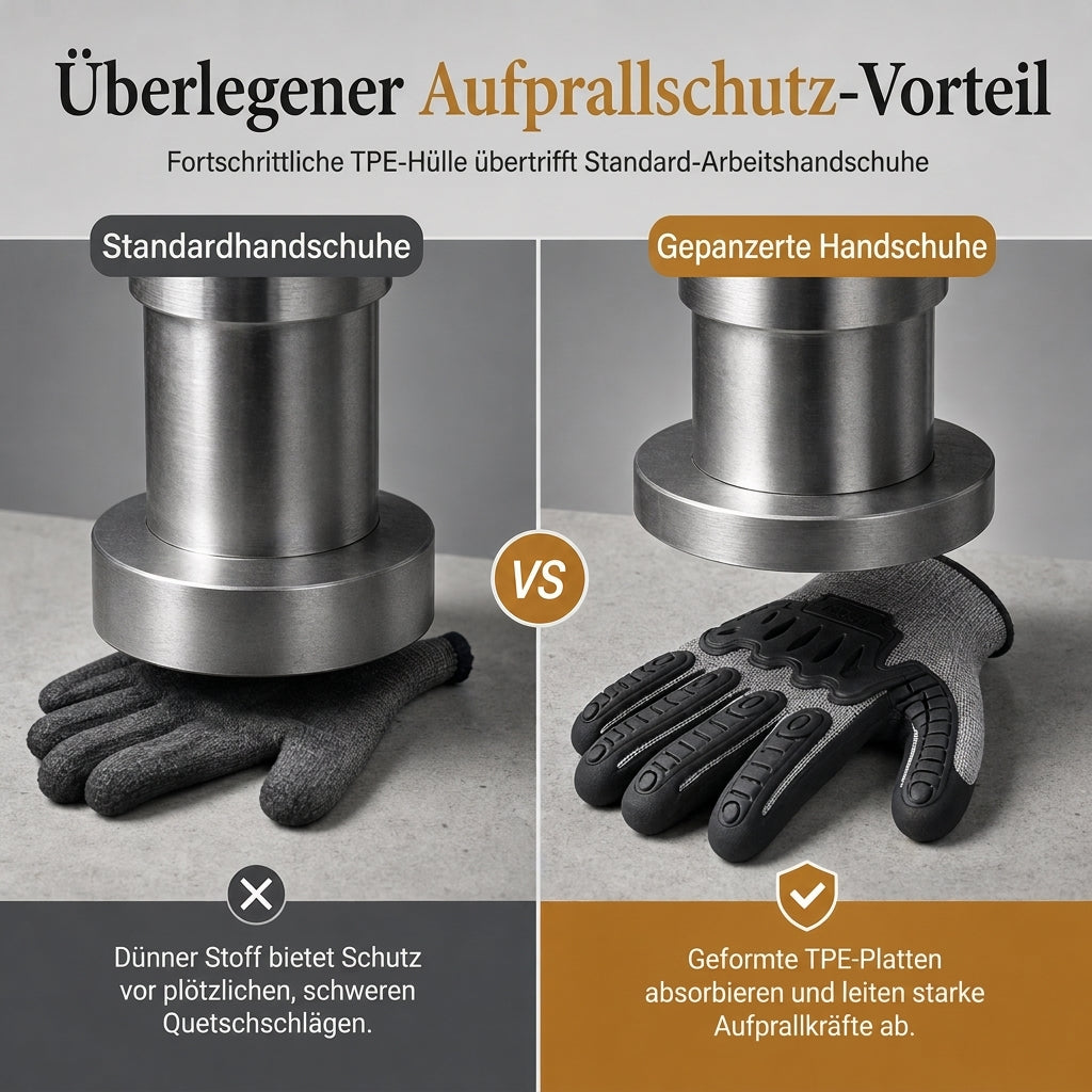 🧤 Verdickte, stoßfeste Arbeitshandschuhe – Maximaler Schutz für harte Arbeiten – Stoßdämpfend, rutschfest & langlebig – Ideal für Bau, Werkstatt, Garten & Industrie – Volle Fingerbeweglichkeit bei hoher Sicherheit 🛠️