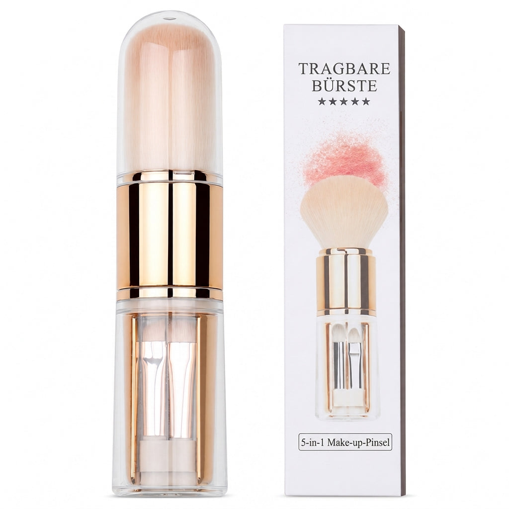 🥳HEIßER SALE 2026🥳💞MEHR ALS 50.000 VERKAUFT! 💄✈️ 50% RABATT! Tragbares ausziehbares 5-in-1-Make-up-Pinselset – Pinsel für Puder, Rouge und Silikon-Lippenpinsel in einer kompakten Kapsel. Ideal für unterwegs! 🛡️✨