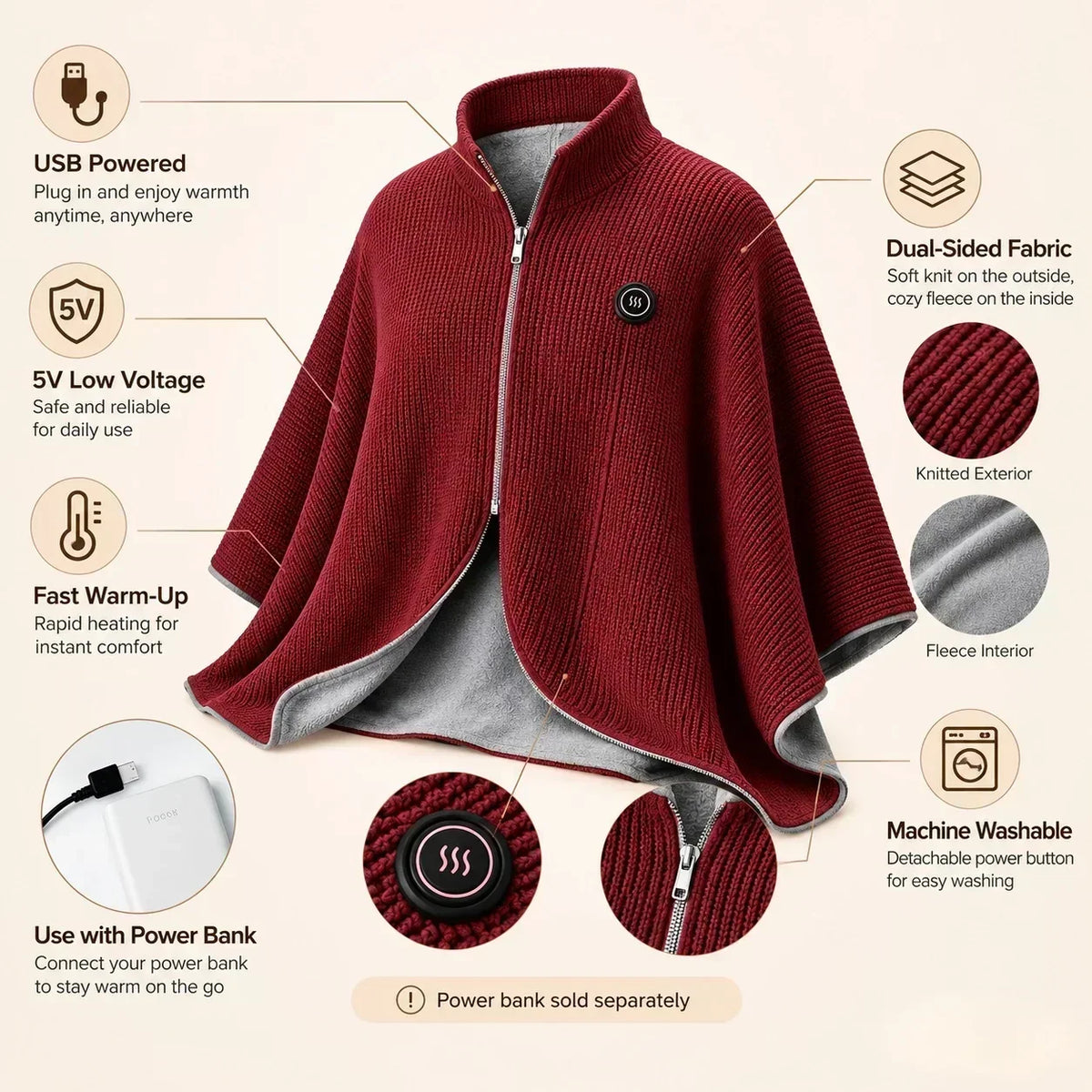 ❄️ 50% RABATT! 🔥 Tragbare elektrische Heizdecke – Schal-Design & warm durch den Winter ✨