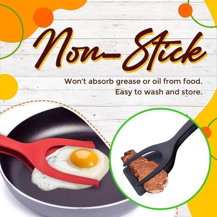 🍳 50% RABATT JETZT! 🥩 2-in-1 Spatelzange – Hitzebeständiges Silikon & rutschfester Griff – Küchen-Kochutensil 🔥
