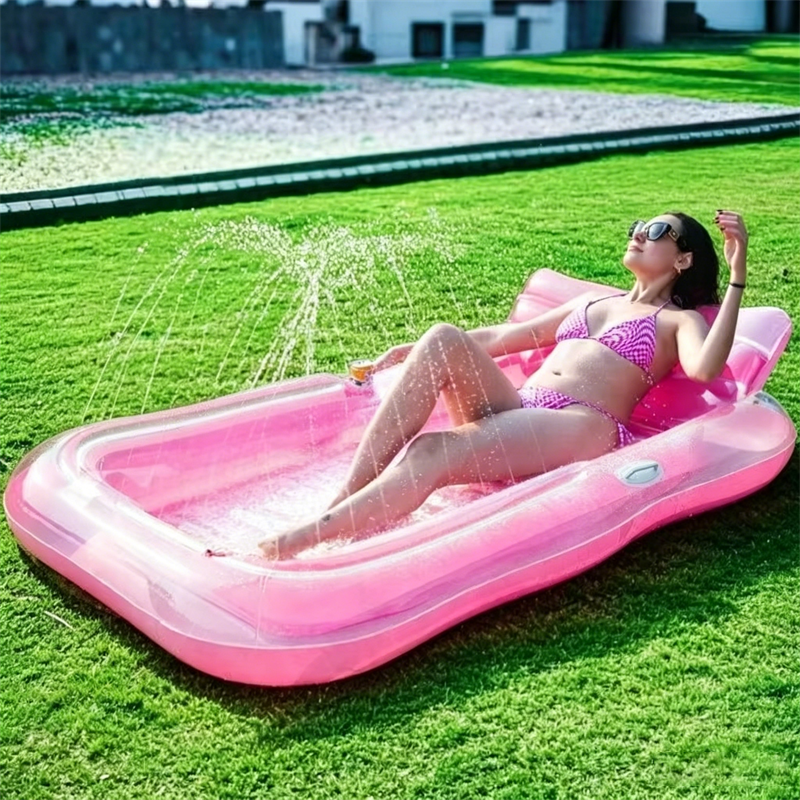 🏊 50% RABATT! 🥳 Aufblasbare Bräu-Liege – Automatische Sprühkühlung & abnehmbares Kissen – Getränkehalter & Sicherheitsgriffe – perfekt für Garten, Pool oder Strand – ideal für zwei Erwachsene 💦