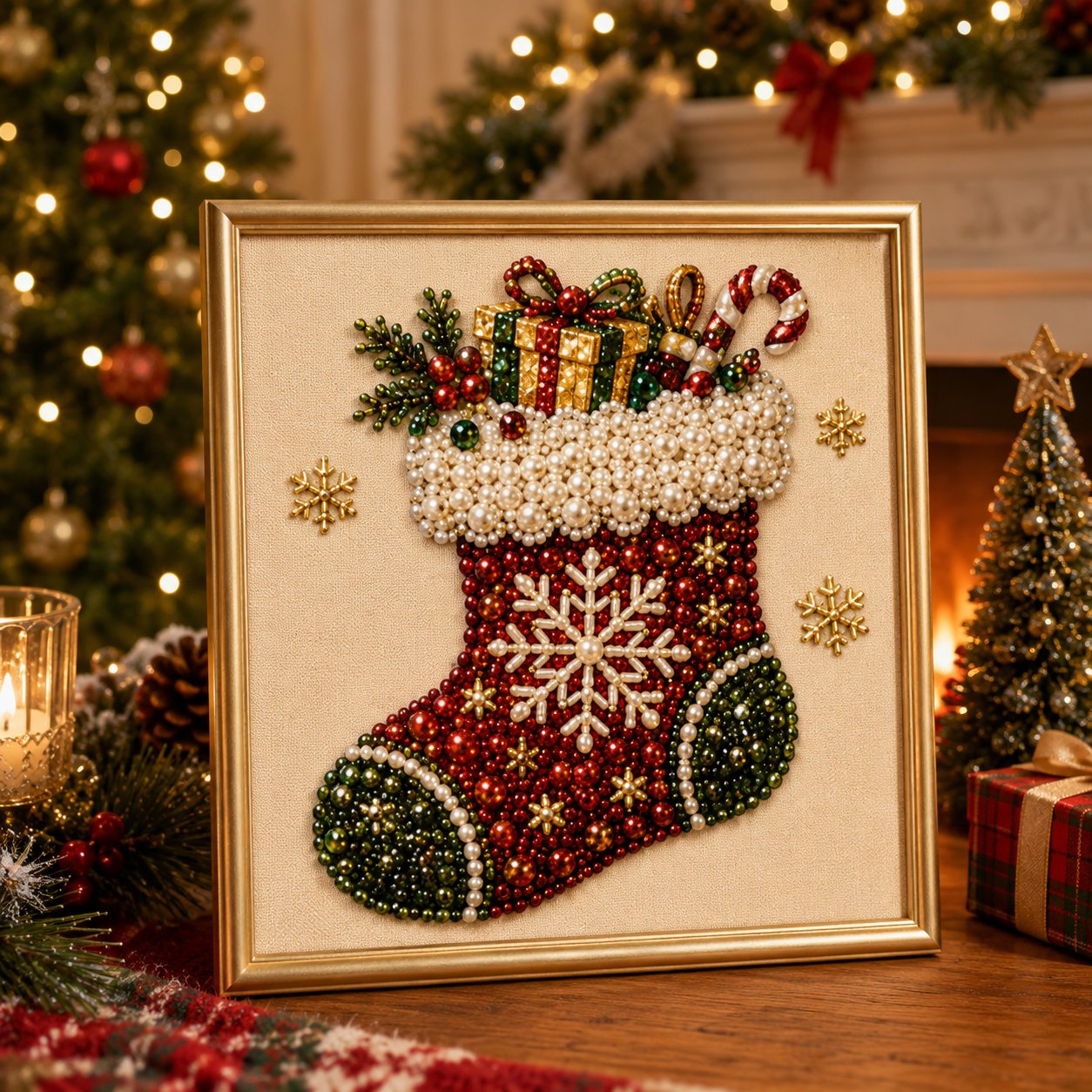 ❄️Sommerfrische 50 % Rabatt!💎DIY-Weihnachts- mit Perleffekt – Kreatives Bastelset mit Rahmen für festliche Dekoration