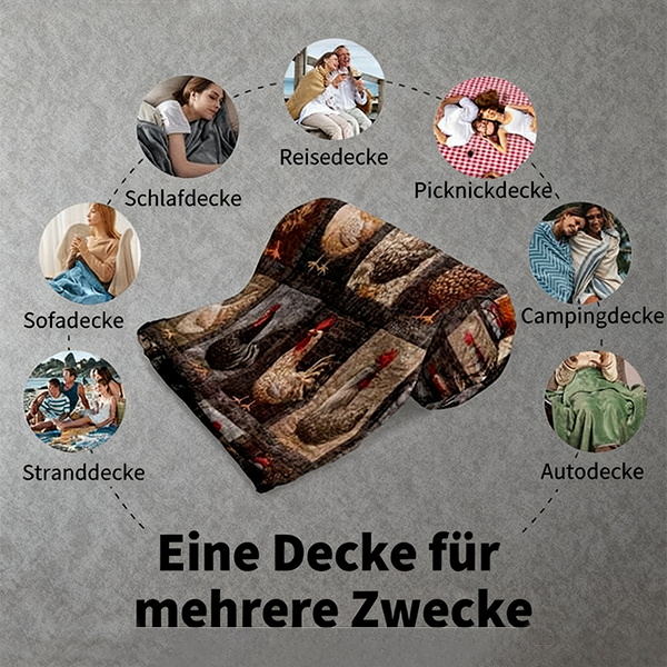 🐔 50% RABATT! 🛋️ Vintage Flanelldecke mit Hühnermuster – Weich, kuschelig & charmant – Ideal für Sofa, Bett & gemütliche Stunden ✨