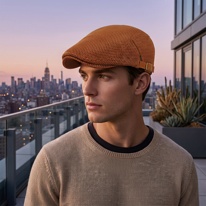 🧢 JETZT 50% RABATT! 🌿 Atmungsaktive Schiebermütze mit verstellbarem Riemen – Netzstoff, klassischer Ivy-Stil & integriertes Schweißband – ganztäglicher Komfort ✨
