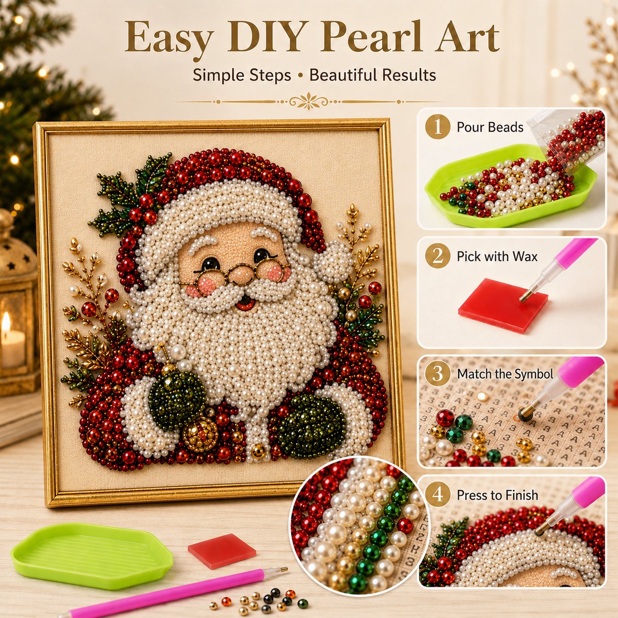 ❄️Sommerfrische 50 % Rabatt!💎DIY-Weihnachts- mit Perleffekt – Kreatives Bastelset mit Rahmen für festliche Dekoration