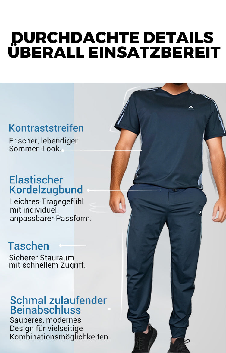 💎 50% RABATT! 💎 Zweiteiliges Sport-Set für Herren – Kurzarm-T-Shirt & Lange Hose | Atmungsaktiv, Bequem & Ideal für Training oder Freizeit 🏃‍♂️