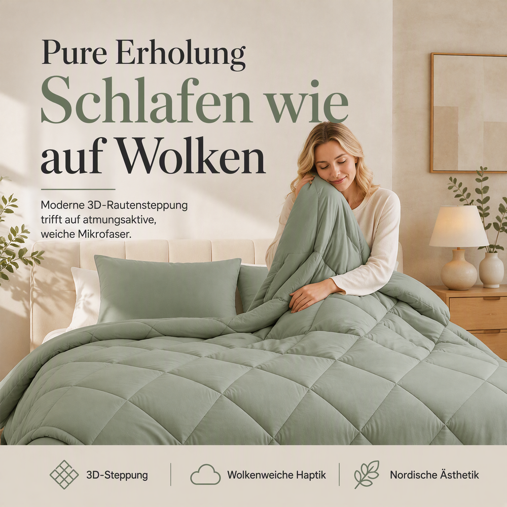 🛏️50 % RABATT⏰ 3‑teiliges gestepptes Bettwäsche‑Set, weich & gemütlich fürs Schlafzimmer