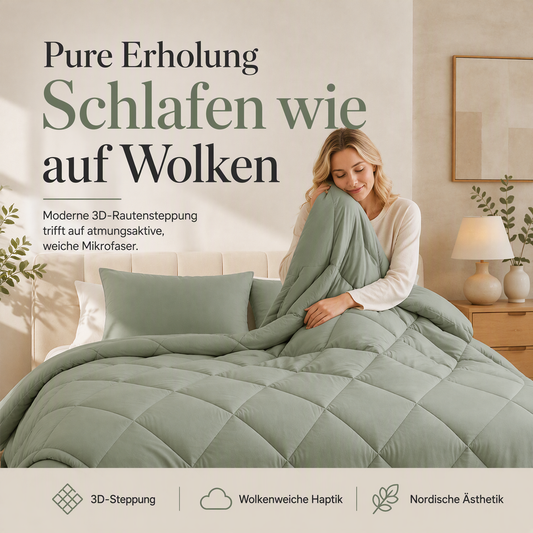 🛏️50 % RABATT⏰ 3‑teiliges gestepptes Bettwäsche‑Set, weich & gemütlich fürs Schlafzimmer