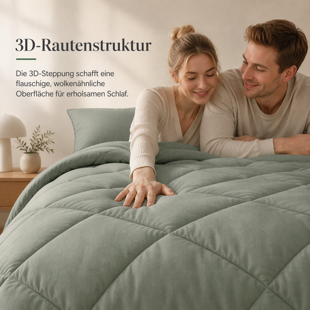 🛏️50 % RABATT⏰ 3‑teiliges gestepptes Bettwäsche‑Set, weich & gemütlich fürs Schlafzimmer