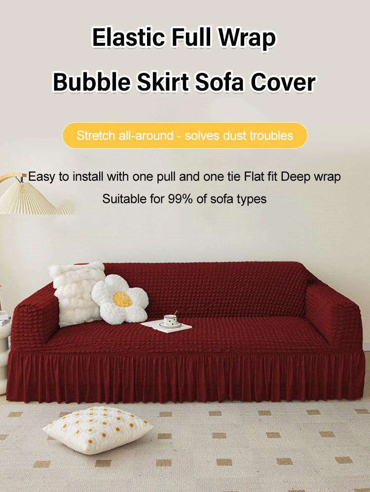 🛋️ 50% RABATT! 🎄 Universeller Sofabezug mit Rüschenrock – Dehnbar, rutschfest & perfekt für Weihnachten und den täglichen Schutz ✨