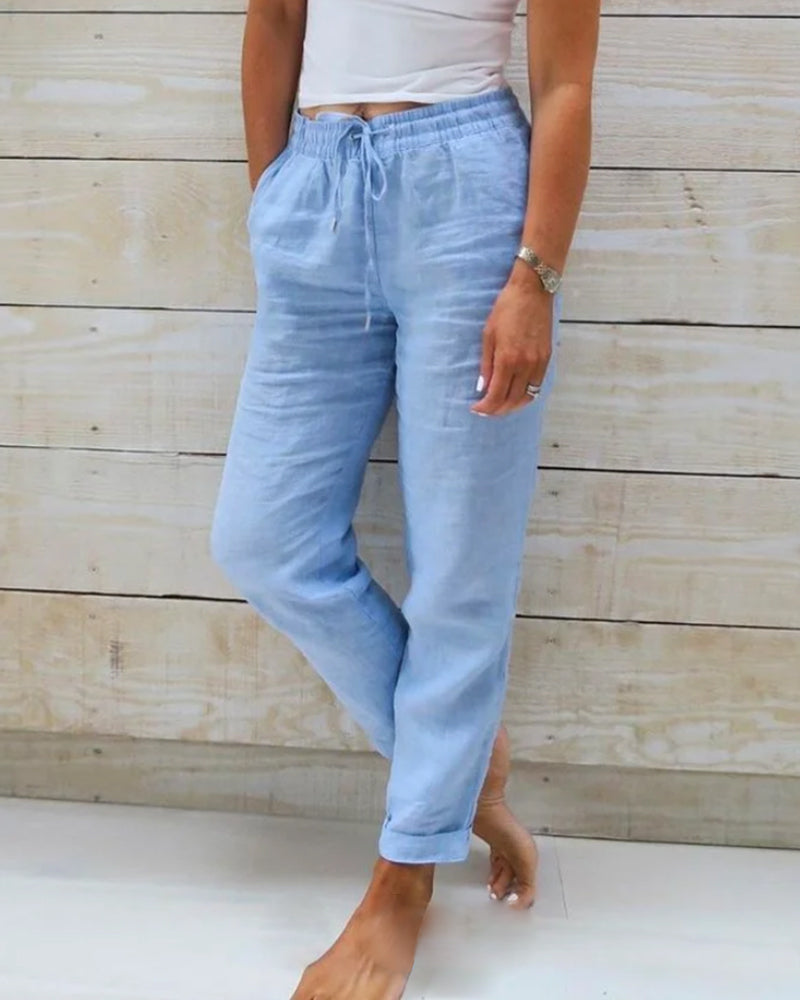 👖 50% RABATT! 🌿 Damenhose aus Baumwolle & Leinen mit Elastischem Bund – Bequem, Atmungsaktiv & Lässiger Look 🥰