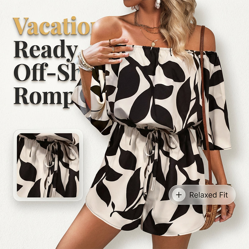 👗Neu eingetroffen – 50 % Rabatt☀️Off-Shoulder-Shorts-Jumpsuit für Damen