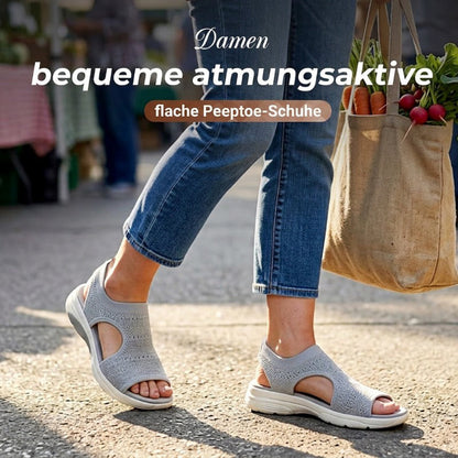 🌺Bequeme atmungsaktive flache Sandalen mit offener Zehe für Damen im Sommer