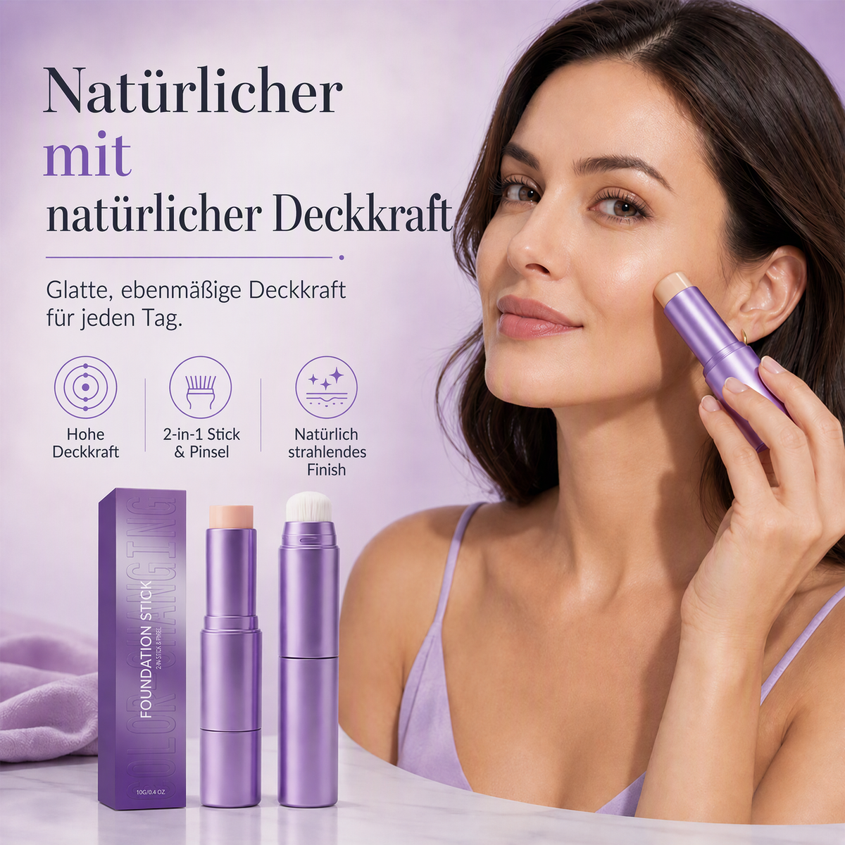 🔥Über 50.000 Frauen vertrauen darauf🔥 2-in-1-Foundation-Stick mit Farbwechsel-Effekt