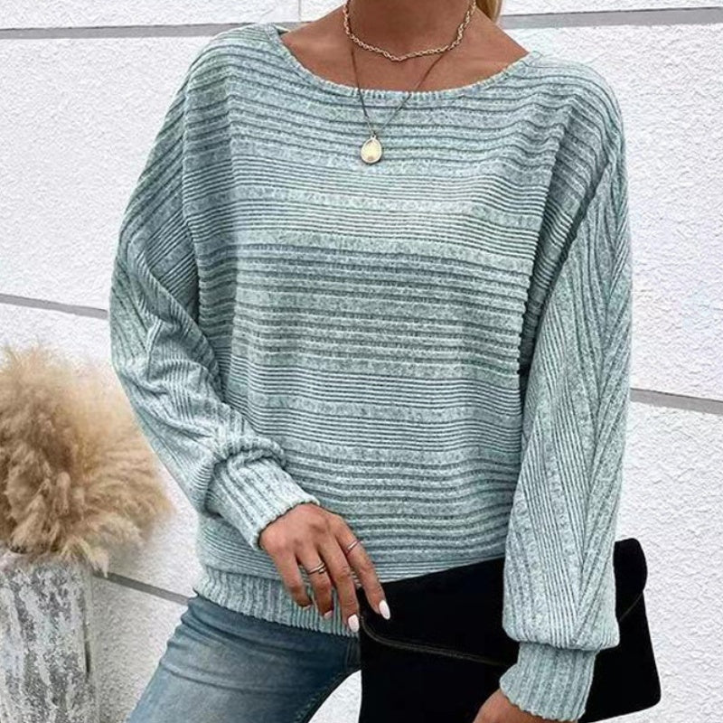 ⏰Weiches, einfarbiges Pullover-Langarmoberteil mit Fledermausärmeln für Damen
