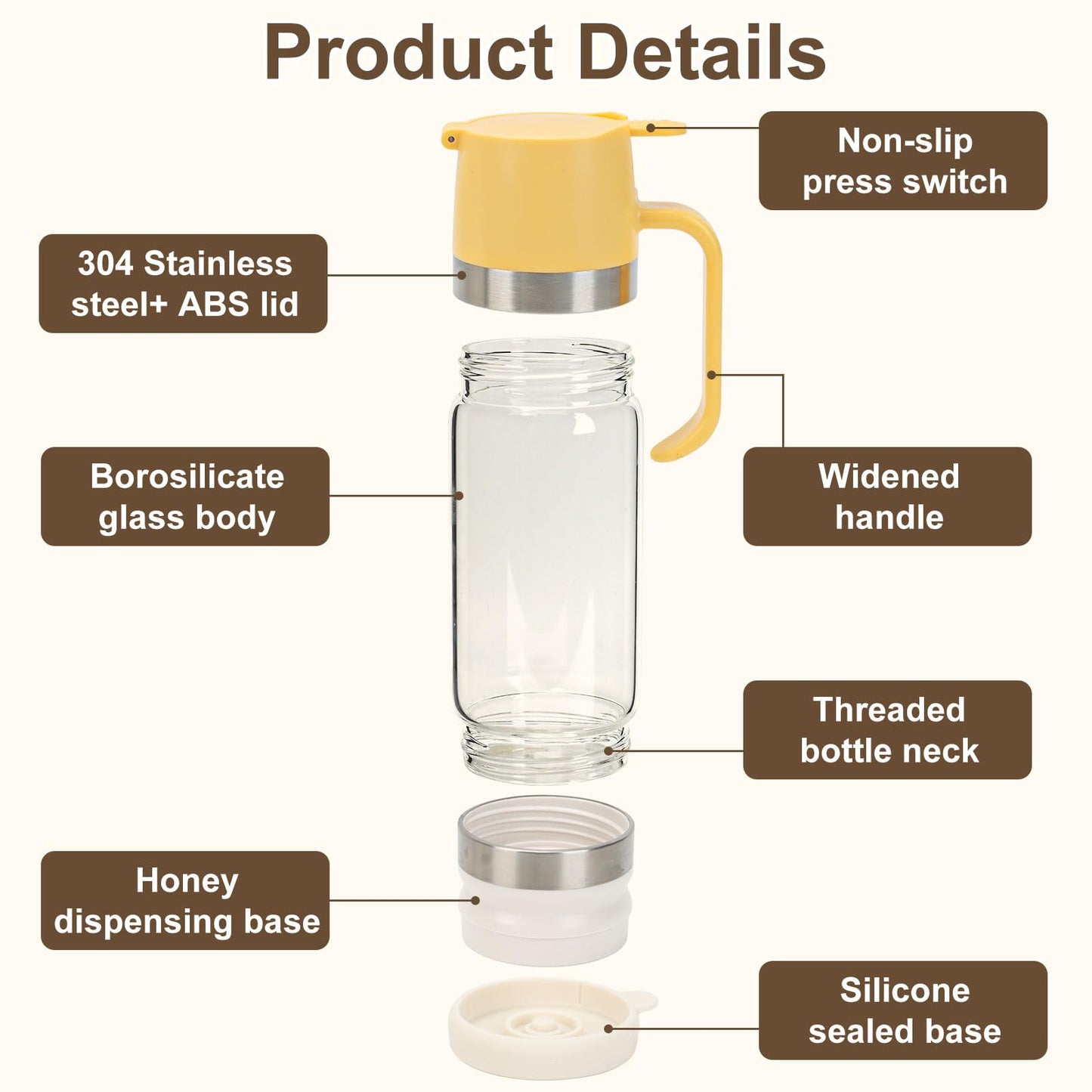💥LAST DAY SALE 50 % RABATT🍯✨9oz tropffreier Honig- und Sirupspender aus Glas