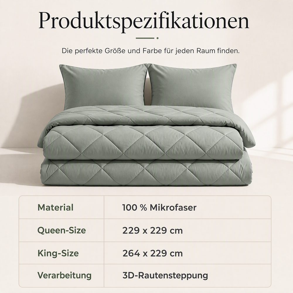 🛏️50 % RABATT⏰ 3‑teiliges gestepptes Bettwäsche‑Set, weich & gemütlich fürs Schlafzimmer