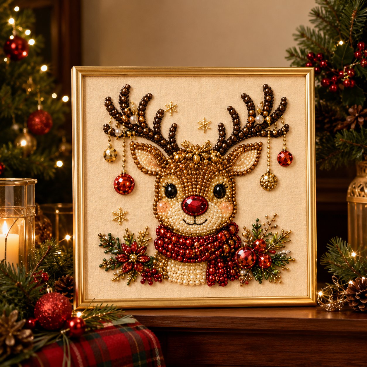 ❄️Sommerfrische 50 % Rabatt!💎DIY-Weihnachts- mit Perleffekt – Kreatives Bastelset mit Rahmen für festliche Dekoration