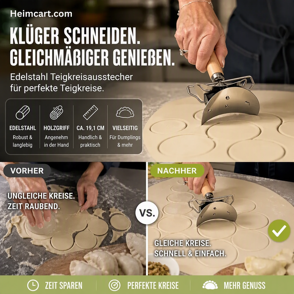 🥟 Spare 50 %! 🔪 Teigtaschenausstecher – Edelstahl, für einfaches und gleichmäßiges Schneiden ✨