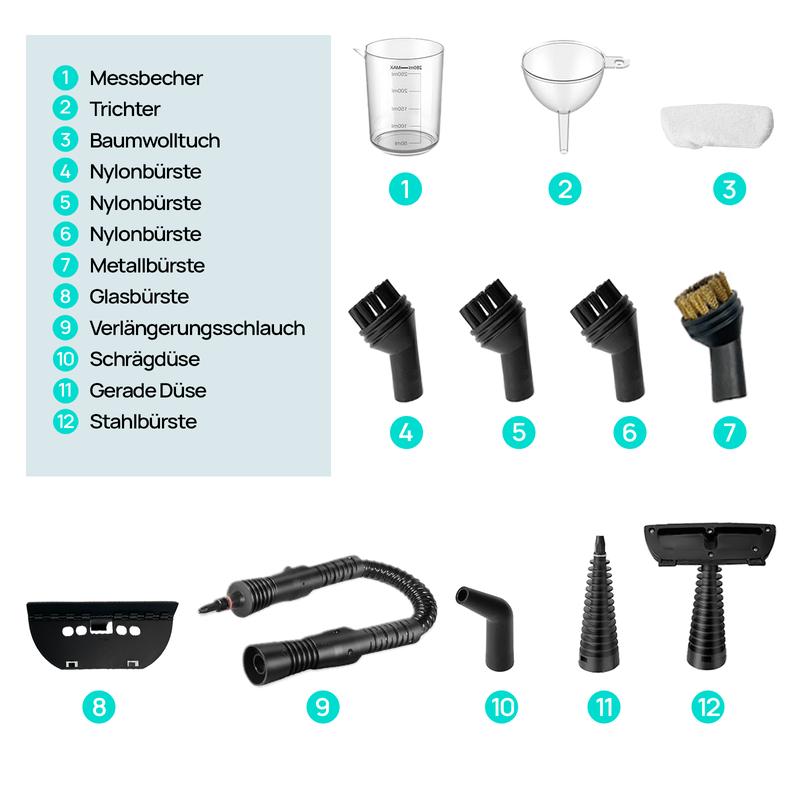 💎 50% RABATT! 💎 Hand-Multiflächen-Dampfreiniger mit Druckboost – 12-teiliges Set, Chemiefrei & 99,9 % Keimabtötung