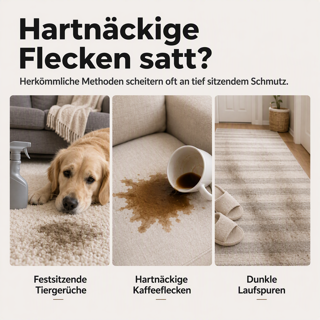 🔥50 % Rabatt🔥Teppichspray mit Tiefenwirkung – hartnäckige Flecken lösen, Gerüche neutralisieren! ✨