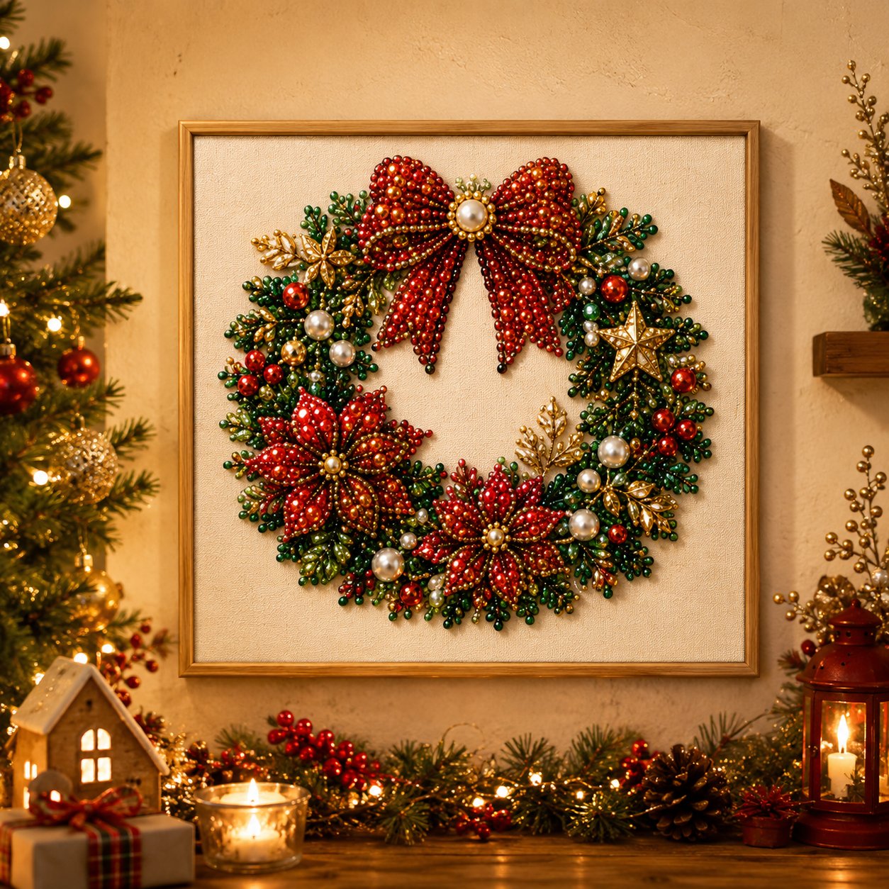 ❄️Sommerfrische 50 % Rabatt!💎DIY-Weihnachts- mit Perleffekt – Kreatives Bastelset mit Rahmen für festliche Dekoration