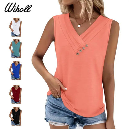 Einfarbiges V-Ausschnitt-Tanktop für Damen – atmungsaktiv & vielseitig