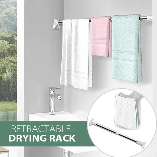 ✨⚡️Zeitlich begrenzt 50% sparen! | Bohrfreie verstellbare Stangeideal zum Aufhängen von Kleidung und Duschvorhängen im Badezimmer und auf dem Balkon 🛒