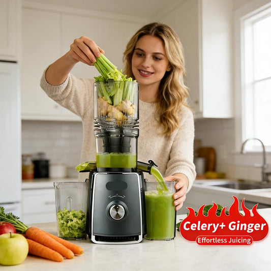 🍎Elektrischer Haushaltsentsafter🍊｜Großer Einfülltrichter, KEIN VORSCHNEIDEN nötig! Vollautomatisch & multifunktional für Obst & Gemüse