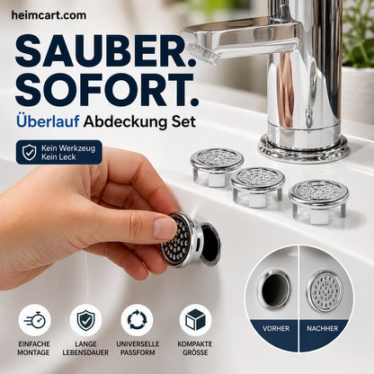 🔘 Runder Überlaufdeckel für Waschbecken, 5 Stück, Ersatzring, aus Kunststoff, für Bad und Küche