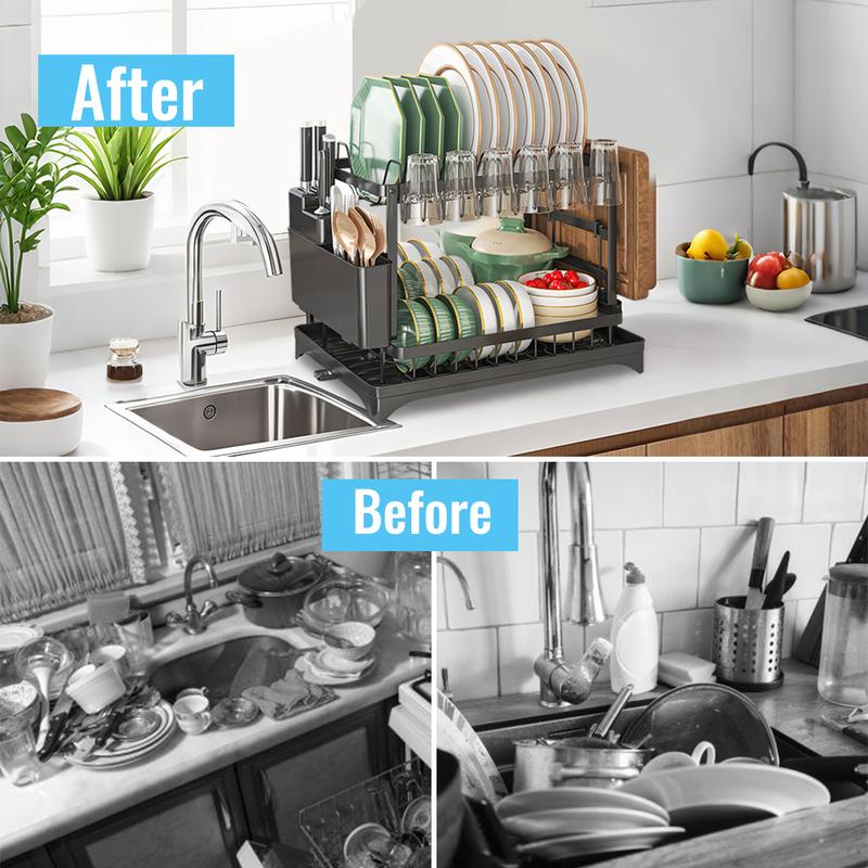 🍽️💧 2-in-1 Geschirr-Abtropfregal mit Ablaufschale – maximale Fläche, minimaler Platz, schnell trocken ⚡⏰ 50% Rabatt – letzte Chance!